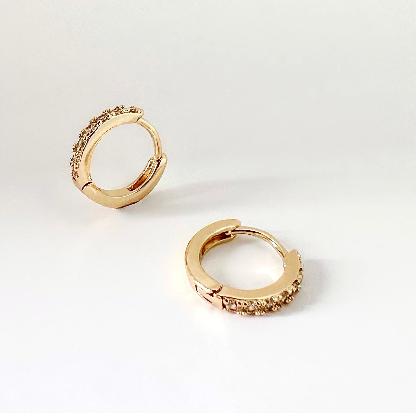 Mini Pavé Gold Huggies